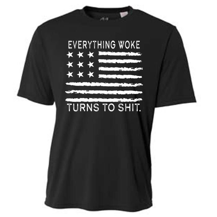 Everything Woke Turns To Shit American Flag Cooling Performance Crew T-Shirt