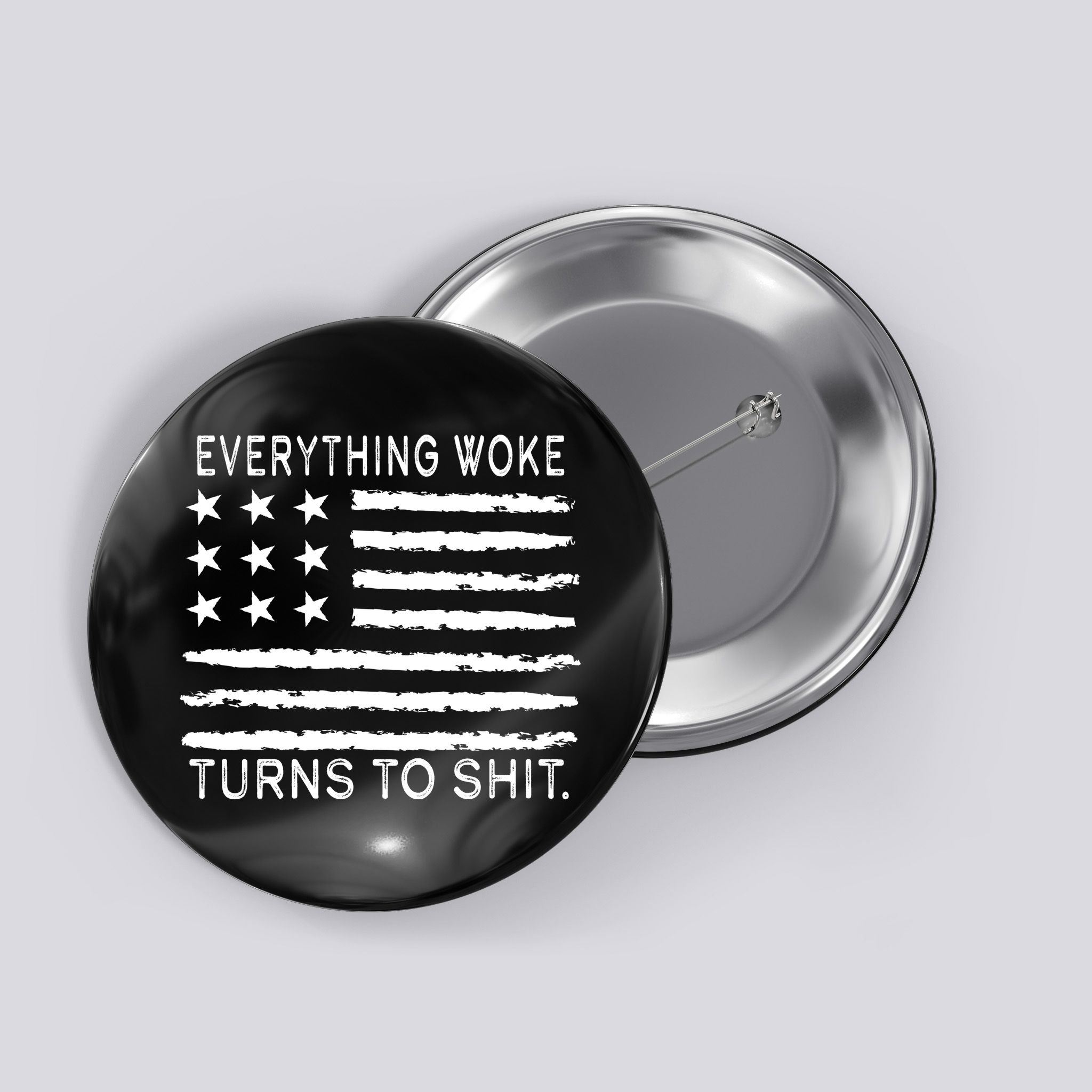 Everything Woke Turns To Shit American Flag Button