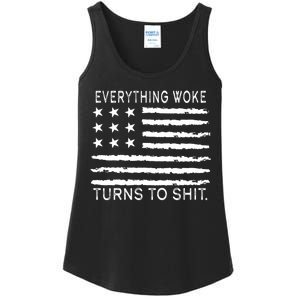 Everything Woke Turns To Shit American Flag Ladies Essential Tank