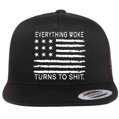 Everything Woke Turns To Shit American Flag Flatbill Hat