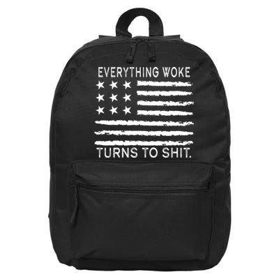 Everything Woke Turns To Shit American Flag 16 in Basic Backpack