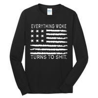 Everything Woke Turns To Shit American Flag Tall Long Sleeve T-Shirt