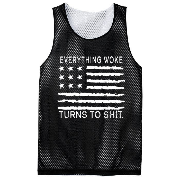 Everything Woke Turns To Shit American Flag Mesh Reversible Basketball Jersey Tank