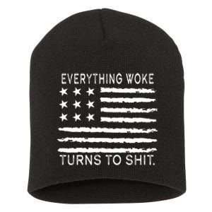 Everything Woke Turns To Shit American Flag Short Acrylic Beanie