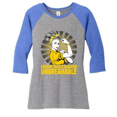 Endometriosis Warrior Unbreakable Endometriosis Awareness Meaningful Gift Women's Tri-Blend 3/4-Sleeve Raglan Shirt