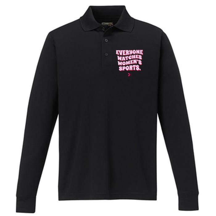 Everyone Watches Women Sports Performance Long Sleeve Polo