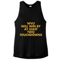 Eerrational Wvu Will Win By At Least Two Touchdowns Ladies PosiCharge Tri-Blend Wicking Tank