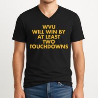 Eerrational Wvu Will Win By At Least Two Touchdowns V-Neck T-Shirt