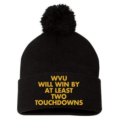 Eerrational Wvu Will Win By At Least Two Touchdowns Pom Pom 12in Knit Beanie