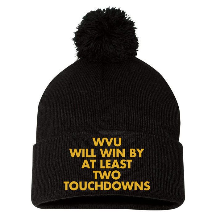 Eerrational Wvu Will Win By At Least Two Touchdowns Pom Pom 12in Knit Beanie