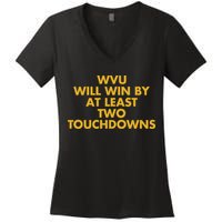 Eerrational Wvu Will Win By At Least Two Touchdowns Women's V-Neck T-Shirt