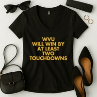 Eerrational Wvu Will Win By At Least Two Touchdowns Women's V-Neck T-Shirt