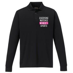 Everyone Watches Women Sports Supports Performance Long Sleeve Polo