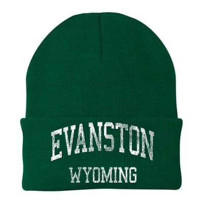 Evanston Wyoming Wy Vintage Athletic Sports Knit Cap Winter Beanie