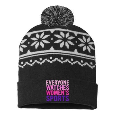 Everyone Watches Women Sports Support USA-Made Snowflake Beanie