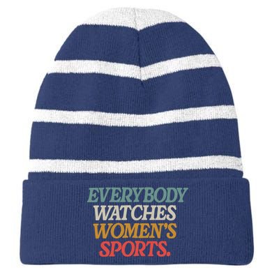 Everybody Watches Wo Sports Striped Beanie with Solid Band