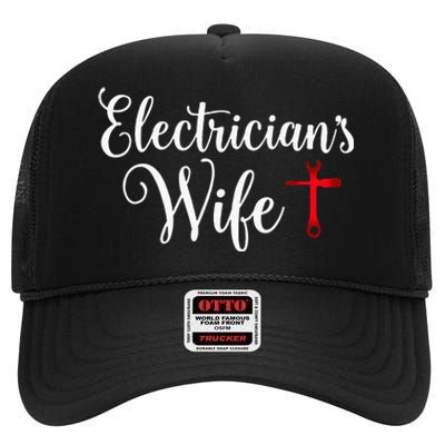 Electricians Wife who loves Funny Electrician Husband High Crown Mesh Back Trucker Hat