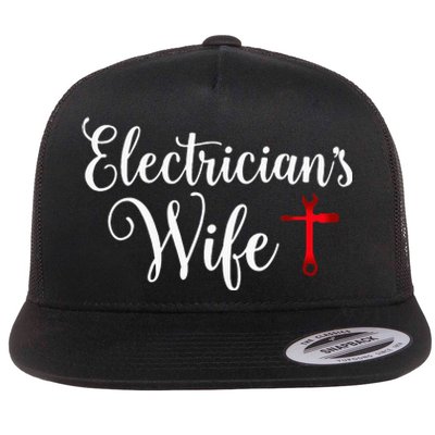 Electricians Wife who loves Funny Electrician Husband Flat Bill Trucker Hat