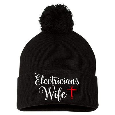 Electricians Wife who loves Funny Electrician Husband Pom Pom 12in Knit Beanie