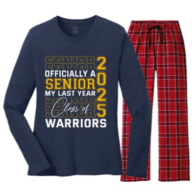 Eastern Wayne Warriors Officially A Senior Class Of 2025 Hs Women's Long Sleeve Flannel Pajama Set 