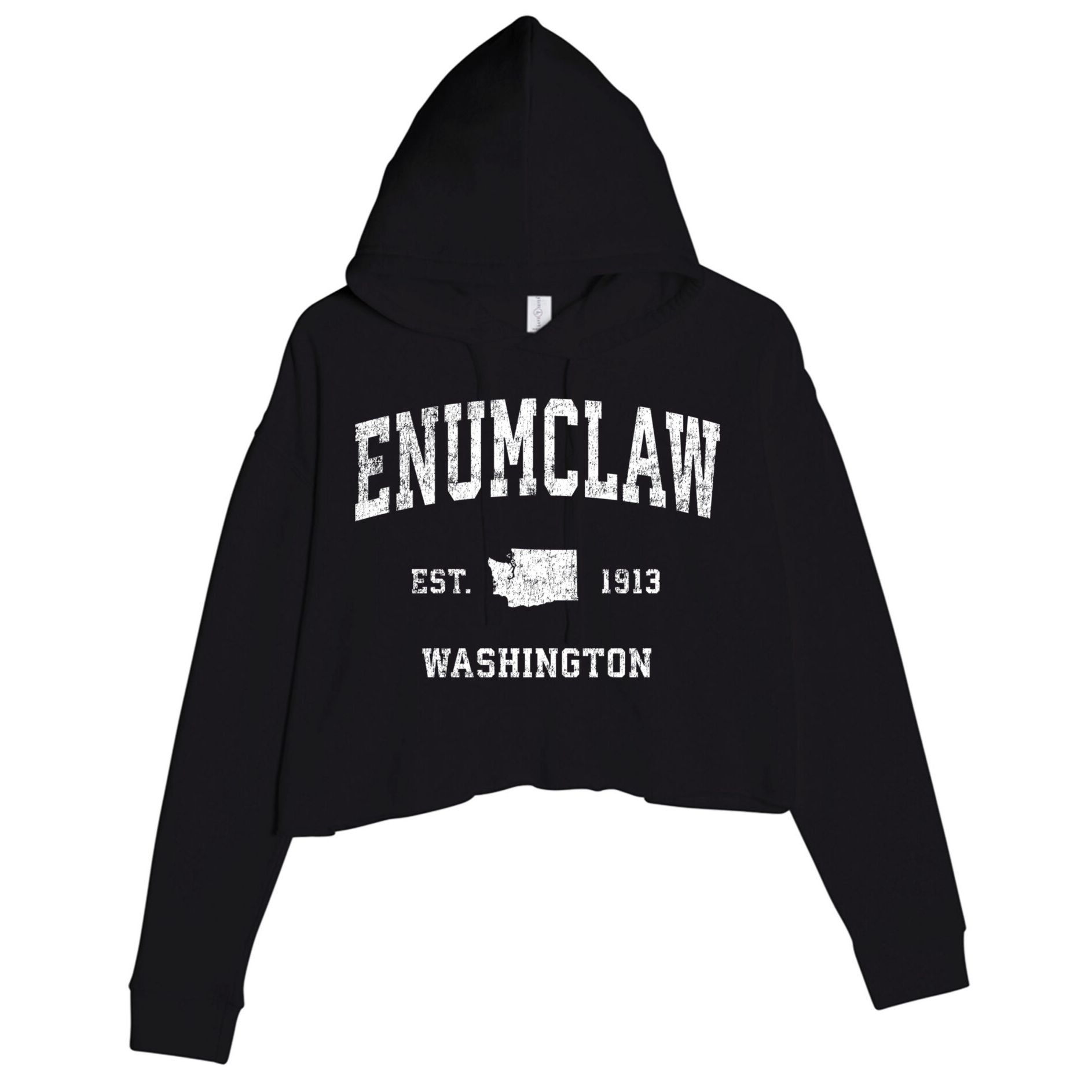 Enumclaw Washington Wa Vintage Sports Crop Fleece Hoodie