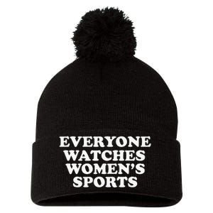 Everyone Watches Women Sports Funny Pom Pom 12in Knit Beanie