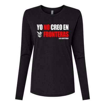 Ellison Wear Yo No Creo En Fronteras Womens Cotton Relaxed Long Sleeve T-Shirt