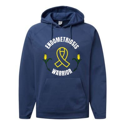 Endometriosis Warrior Yellow Ribbon Performance Fleece Hoodie