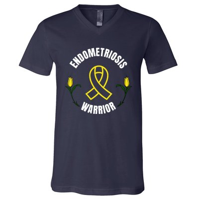 Endometriosis Warrior Yellow Ribbon V-Neck T-Shirt