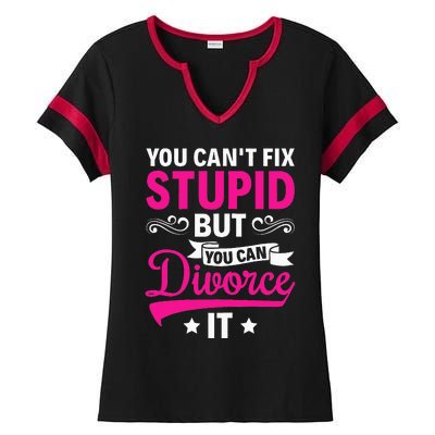 Ex Wife You CanT Fix Stupid But You Can Divorce It Ladies Halftime Notch Neck Tee