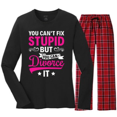 Ex Wife You CanT Fix Stupid But You Can Divorce It Women's Long Sleeve Flannel Pajama Set 