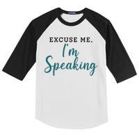 Excuse Me I'm Speaking Kamala Harris Quote Vice President Debate  Kids Colorblock Raglan Jersey