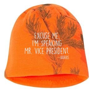 Excuse Me I'm Speaking Mr Vice President Kamala Harris Debate Kati - Camo Knit Beanie