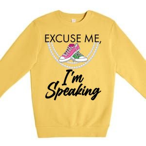 Excuse Me I'm Speaking Pearls and Converse Kamala Harris AKA Premium Crewneck Sweatshirt