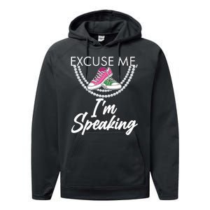 Excuse Me I'm Speaking Pearls and Converse Kamala Harris AKA Performance Fleece Hoodie