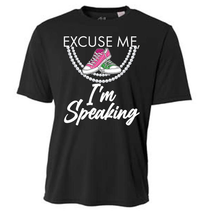 Excuse Me I'm Speaking Pearls and Converse Kamala Harris AKA Cooling Performance Crew T-Shirt