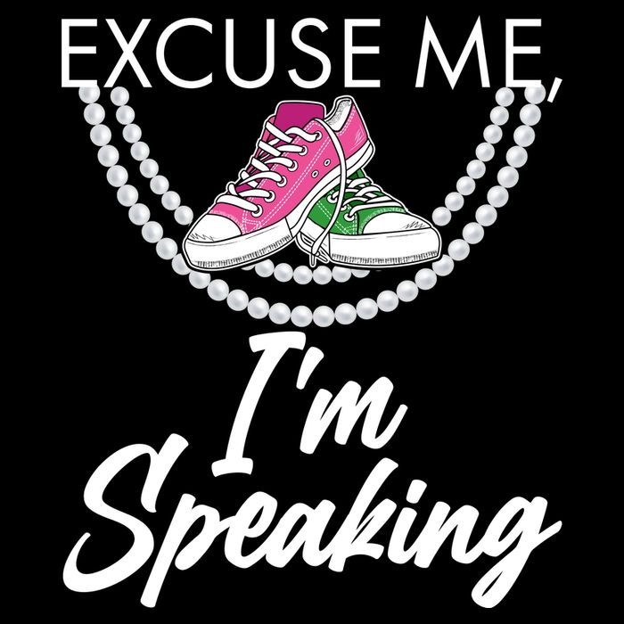 Excuse Me I'm Speaking Pearls and Converse Kamala Harris AKA 7-Panel Snapback Hat