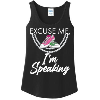 Excuse Me I'm Speaking Pearls and Converse Kamala Harris AKA Ladies Essential Tank