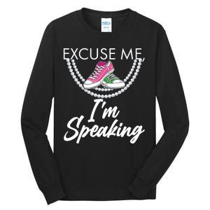 Excuse Me I'm Speaking Pearls and Converse Kamala Harris AKA Tall Long Sleeve T-Shirt