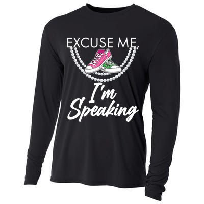 Excuse Me I'm Speaking Pearls and Converse Kamala Harris AKA Cooling Performance Long Sleeve Crew