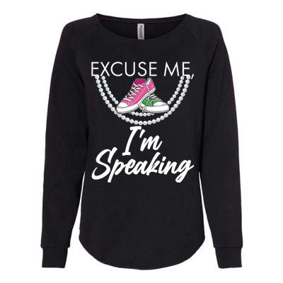 Excuse Me I'm Speaking Pearls and Converse Kamala Harris AKA Womens California Wash Sweatshirt