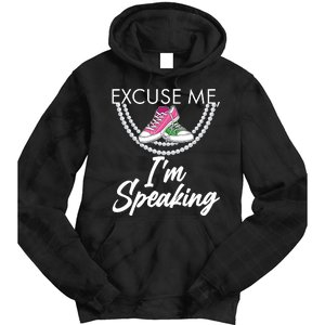 Excuse Me I'm Speaking Pearls and Converse Kamala Harris AKA Tie Dye Hoodie