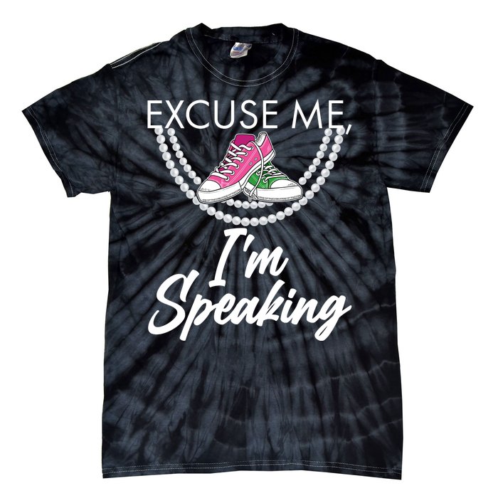 Excuse Me I'm Speaking Pearls and Converse Kamala Harris AKA Tie-Dye T-Shirt