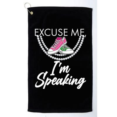 Excuse Me I'm Speaking Pearls and Converse Kamala Harris AKA Platinum Collection Golf Towel