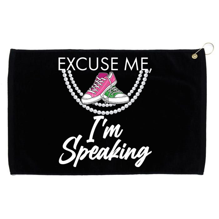 Excuse Me I'm Speaking Pearls and Converse Kamala Harris AKA Grommeted Golf Towel