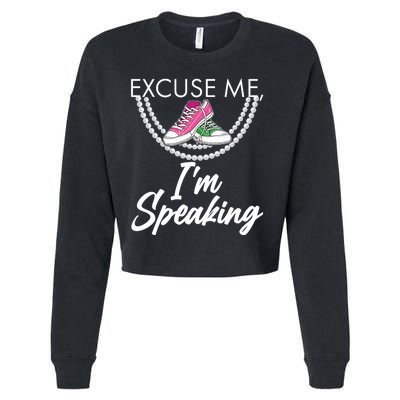 Excuse Me I'm Speaking Pearls and Converse Kamala Harris AKA Cropped Pullover Crew