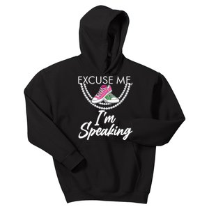 Excuse Me I'm Speaking Pearls and Converse Kamala Harris AKA Kids Hoodie