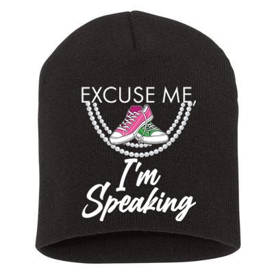 Excuse Me I'm Speaking Pearls and Converse Kamala Harris AKA Short Acrylic Beanie