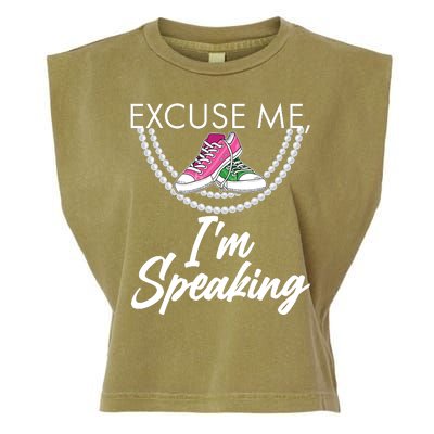 Excuse Me I'm Speaking Pearls and Converse Kamala Harris AKA Garment-Dyed Women's Muscle Tee