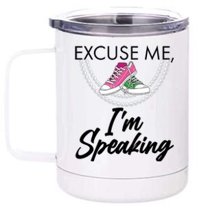 Excuse Me I'm Speaking Pearls and Converse Kamala Harris AKA 12 oz Stainless Steel Tumbler Cup